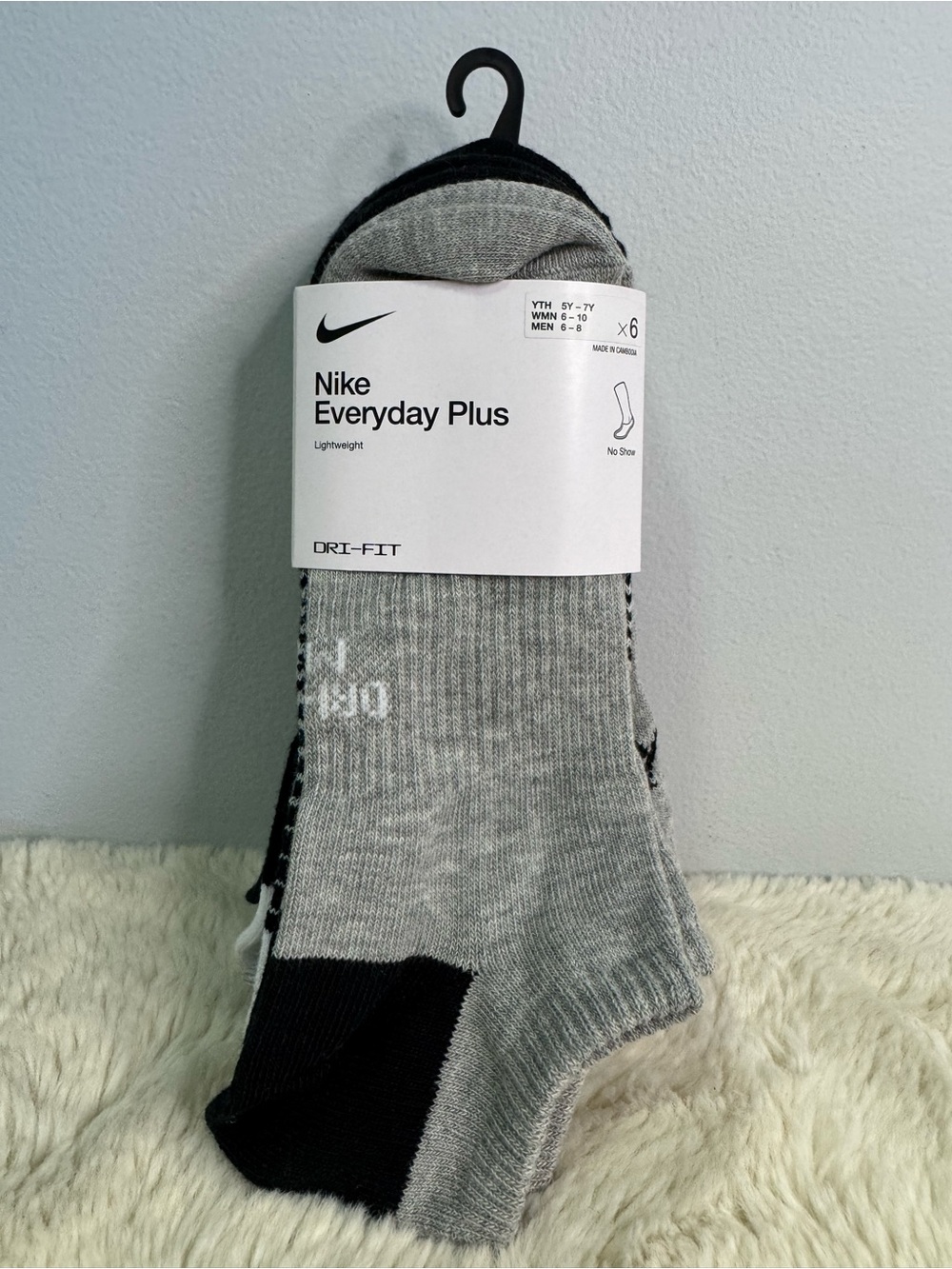 Nike Everyday Plus No-Show Socks - Gray/Black/White (6 Pack)